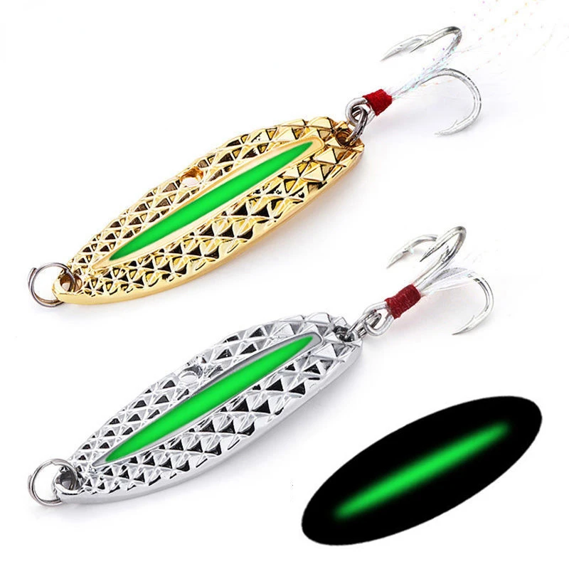 Fishing Hook Treble - 1 قطعة ملعقة سبينر معدنية مضيئة