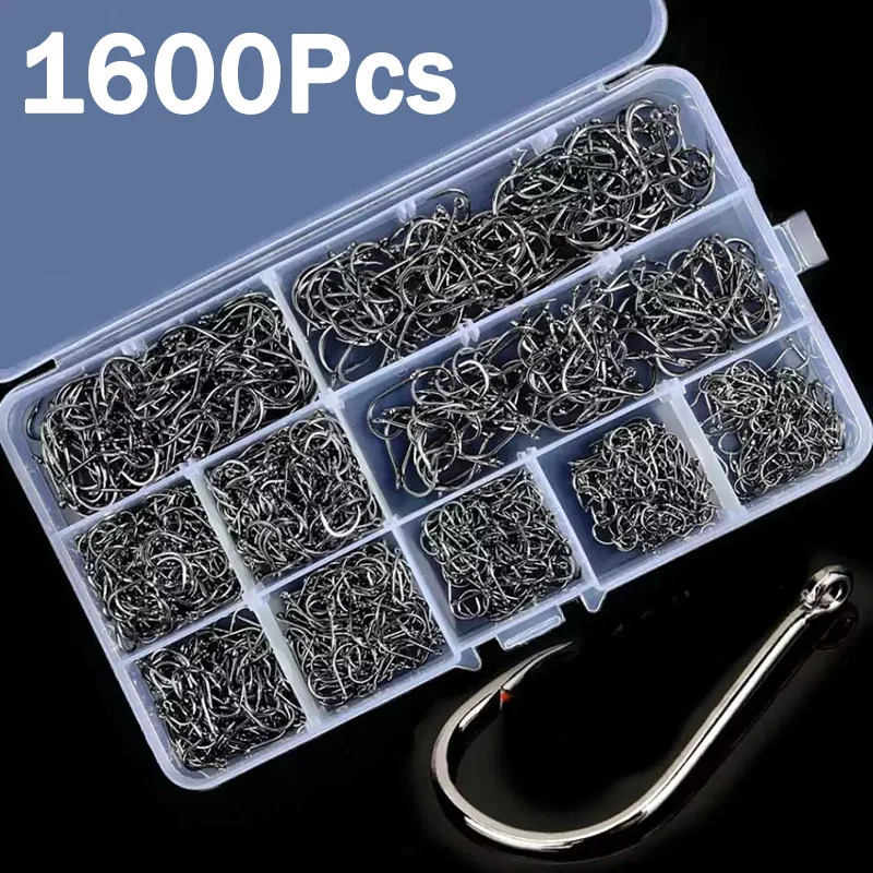 Fishing Hook Assortment - 50-1600 قطعة/صندوق خطاف صيد السمك من