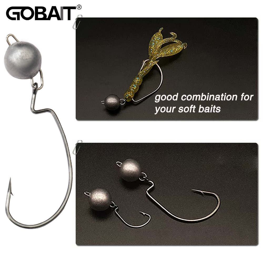 Fishing Hook Offset - 5 قطعة خطافات دودة الرأس المعدنية