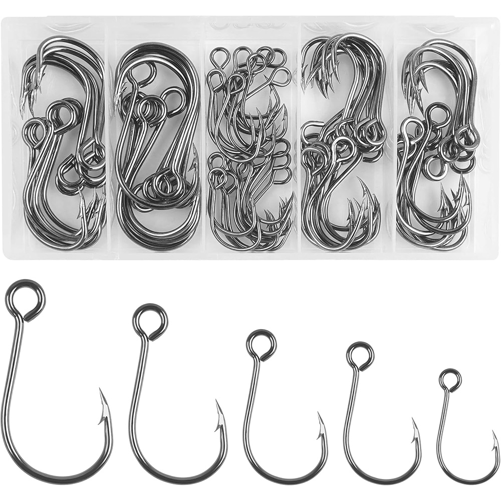 70 قطعة خطاف واحد مضمن لصيد ال - مراجعة Fishing Hook Assortment وسعره